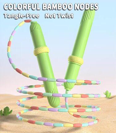 Дитяча скакалка з намистинами, м'яка, регульована, для фітнесу, тренувань та виховання, рожева та зелена