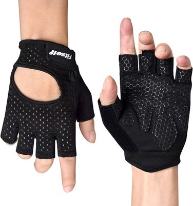 Фітнес рукавички для жінок та чоловіків: дихаючі рукавички для важкої атлетики, тренувань, спортзалу, бодібілдингу, силових тренувань, велоспорту. Чорний, розмір M