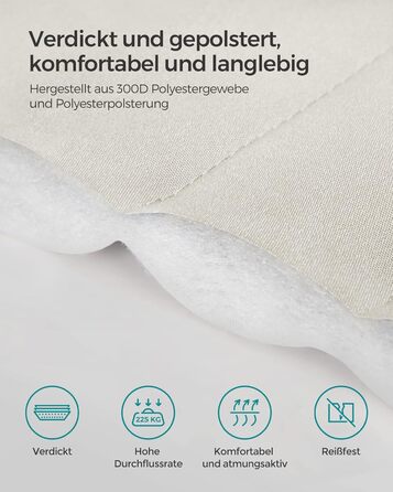 Гамак SONGMICS для 2 осіб з подушкою, сірий-бежевий, 200 x 140 см, до 225 кг, з бамбуковими стійками