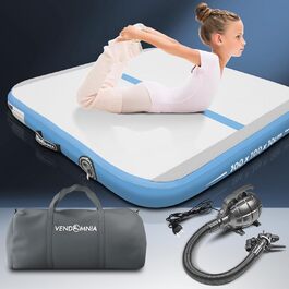 Надувний гімнастичний мат VENDOMNIA Airtrack 100×100×10 см Aeroblue з електричною помпою та сумкою для фітнесу, йоги, спорту та тренувань