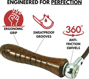 Стрибкова скакалка Senshi Japan з утяженими ручками, анти-втомні ручки, вагова скакалка для чоловіків, жінок та дітей, 600 г – ручки з палісандру