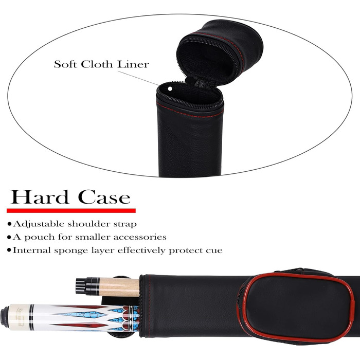 Професійний більярдний кий 58' 2-частинний з кейсом з твердого дерева (канадський клен) 19/20oz Pool Stick Set (20 oz, CGB-100)