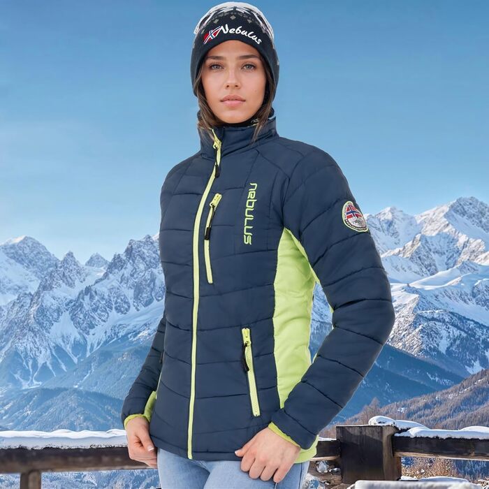 Жіноча куртка Nebuus GRAFFITY: тепла, універсальна куртка для активного відпочинку (M, темно-синій/лаймовий)