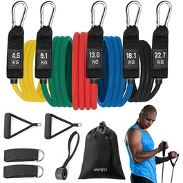 Набір еспандерів Gymtek 5 Fitnessband: стрічки, петлі для ніг, дверний анкер, сумка – для фітнесу та тренувань