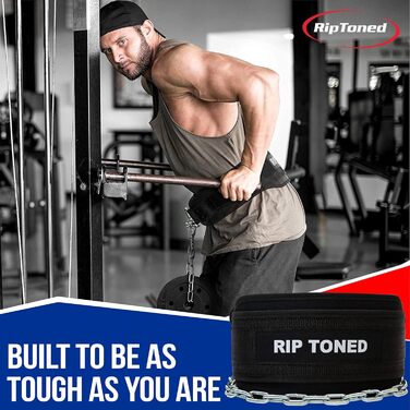 Пояс для підтягувань Rip Toned з 81 см ланцюгом, для пауерліфтингу, бодібілдингу та кросфіту, посилений, гарантія