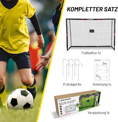 Футбольні ворота Dunlop 240x160x85 см для саду, металеві, чорні/червоні, для дітей і дорослих, футбольне тренувальне обладнання для вулиці та дому