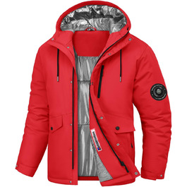 Водонепроникна зимова куртка Voqeen для чоловіків, тепла сноуборд куртка з капюшоном, вітрозахисна Outdoor куртка з термо функцією, Softshell Windbreaker для туризму, червона, XL