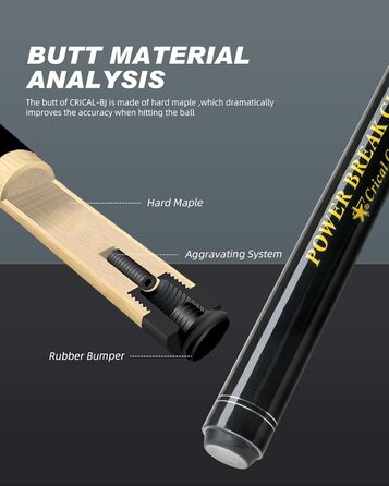 Професійна кий для більярду/пулу Crival Heavy Hitter Jump-Break-Queue, 3-х частин, 137.2 см, з клена, чорного кольору