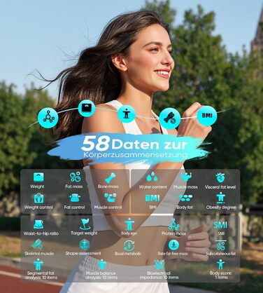 Вага для вимірювання жиру тіла з 8 електродами, персональна вага з Bluetooth, аналіз складу тіла, дисплей, 180 кг, BMI, протеїн, BMR, чорно-зелений