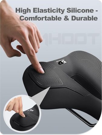 PRMHOOT Велосипедне сідло для чоловіків та жінок з піною Memory Foam, зручне, м'яке, ергономічне, дихаюче, амортизуюче. Підходить для E-Bike, MTB, шосе, міського велосипеда, чорного кольору.