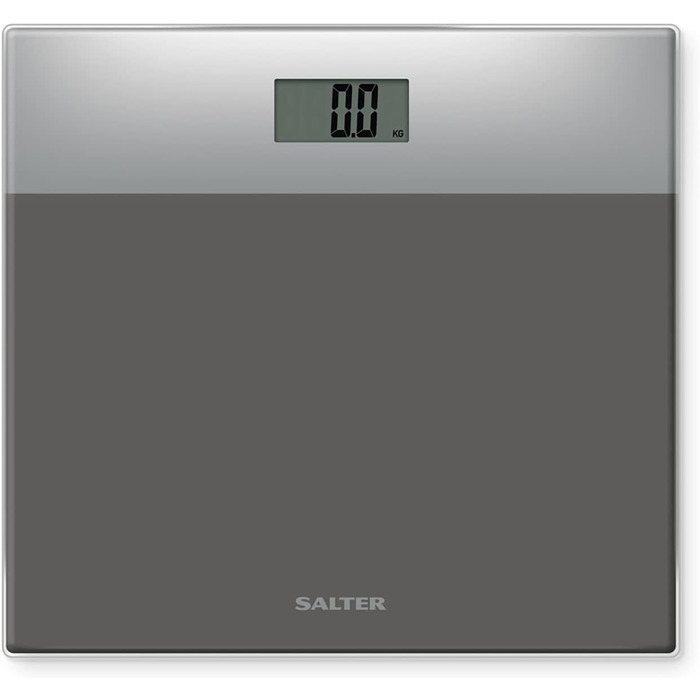 Salter 9206 електронна ваги для людей, скляна платформа, аналіз жиру, LCD, Step-on, 180 кг, сіро-срібляста