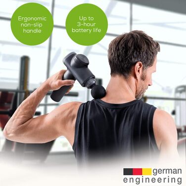 Масажер Beurer MG99: компактний, з 4 насадками, для розслаблення м'язів та зняття напруги, 5 рівнів інтенсивності (Чорний)