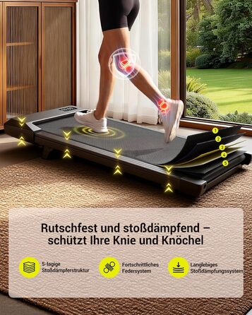 Складана бігова доріжка MJWW Raceable Walking Pad з нахилом 6-9%, потужність 2.5/3.0 HP, керування через додаток, AI-тренування та LED-дисплеєм для дому та офісу (чорна, 90 см)