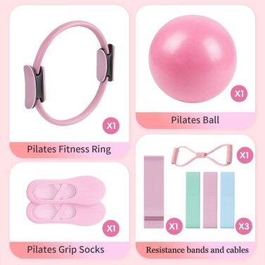 Набір для пілатесу: кільце Magic Circle, еластичні стрічки, м'яч, шкарпетки, тренажер для пресу та гнучкості, чорний