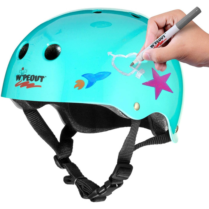 Дитячий велосипедний шолом Wipeout Dry Erase, для скейтборду, самоката, із можливістю малювати, бірюзовий, для дітей 5+