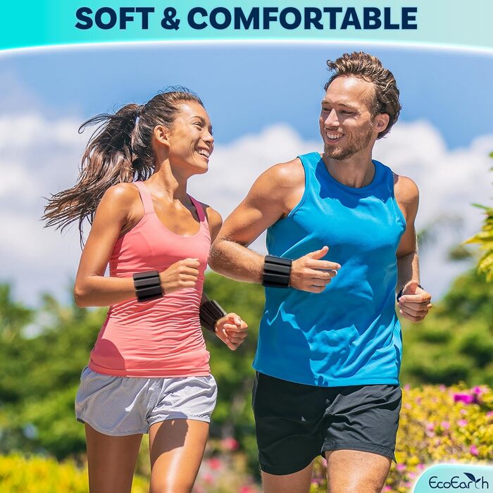 Набір вагів для зап'ястя та кісточки EcoEarth (2 шт., 450 г) - регульовані фітнес-стрічки, чорний колір