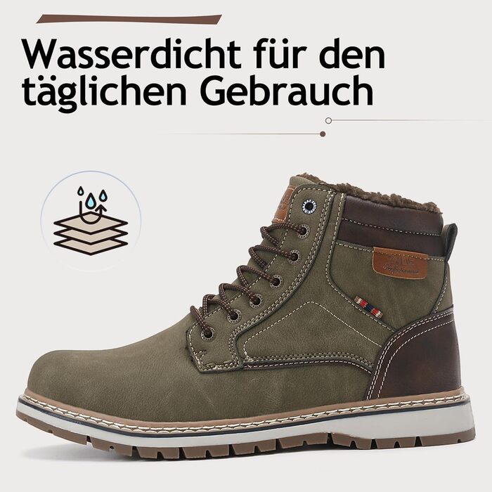 Чоловічі зимові черевики ANALEAF - теплі, непромокаючі, з антиковзаючою підошвою, для прогулянок та походів, зелені, 43 EU