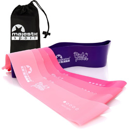 Набір фітнес-гумок Majestic Sport 5 шт. для м'язів, пілатесу, йоги, Booty Band, рожевий