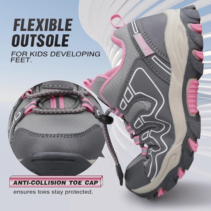 Дитячі спортивні кросівки UOVO для бігу, трекінгу та прогулянок (розміри 27-40, сірий/рожевий)