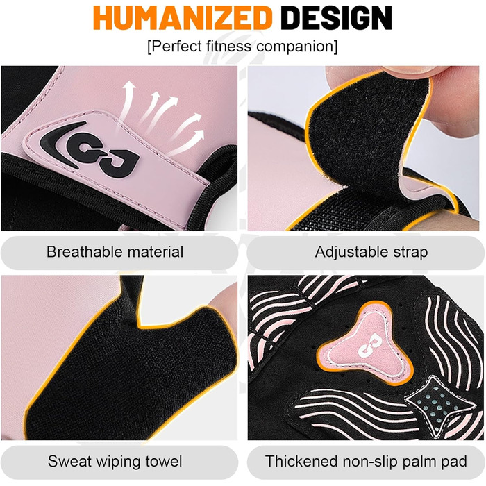 Флінтронік велоперчатки напівпальцеві для чоловіків, спортивні велоперчатки з антиковзаючою поверхнею та амортизацією, з 6 вставками, дихаючі велоперчатки для гірського велосипеда, шосе, фітнесу (M, Рожевий)