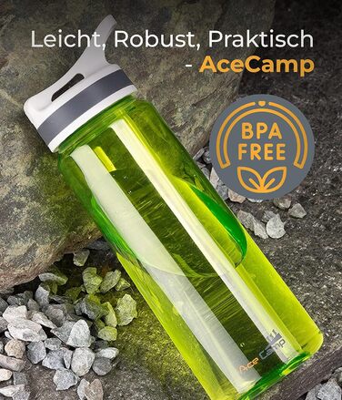 Пляшка для води AceCamp TRITAN 750 мл, спортивна, BPA-free, подвійний комплект, пружинна кришка, зелена
