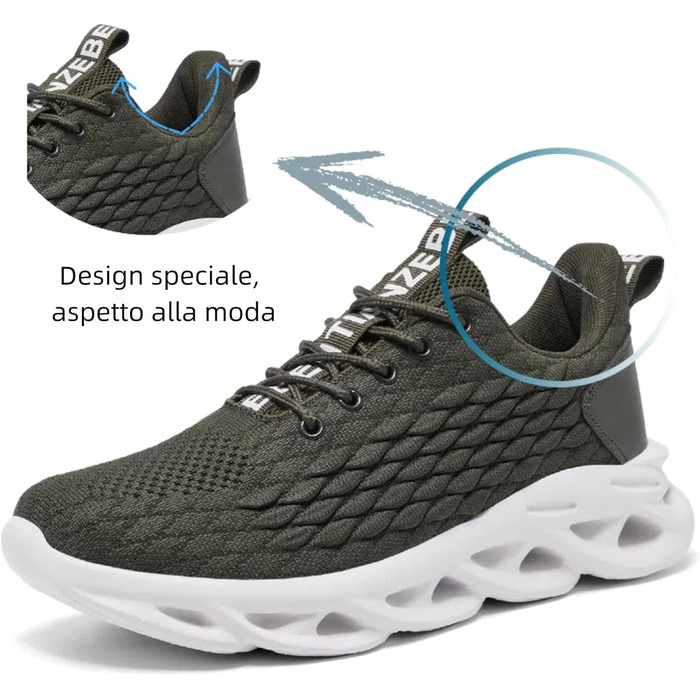 Чоловічі кросівки для бігу, тенісу та фітнесу. Легкі, дихаючі, зелені. Розмір 43 EU