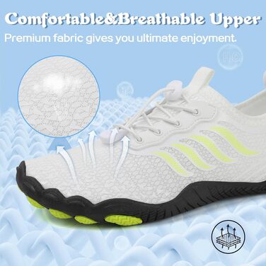 Чоловічі та жіночі аквашузи для плавання та серфінгу, швидко сохнуть, розмір 40 EU, білі