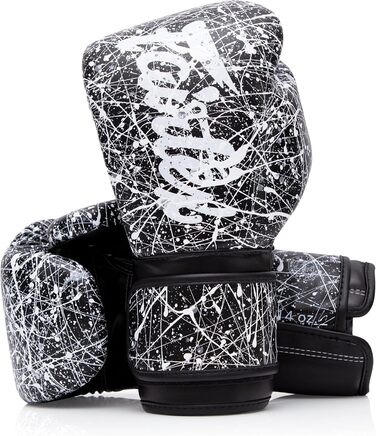 Боксерські рукавички Fairtex BGV14 для Муай Тай та кікбоксингу, тренувальні, 12 oz, чорні/білі, унісекс, для дітей і дорослих