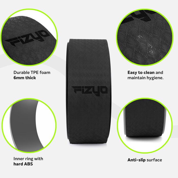 Йога-колесо Fizyo Ø 32 см – для розтяжки спини та полегшення болю – стабільне, неслизьке – для йоги, пілатесу, розтяжки та стретчингу, сіре