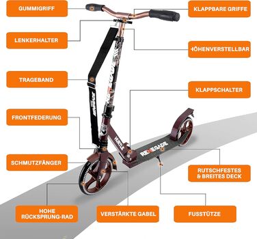 Самокат Hurtle Renegade для дітей, підлітків і дорослих, 2-колісний складаний, регульований кермо, антиковзна дека з алюмінієвого сплаву