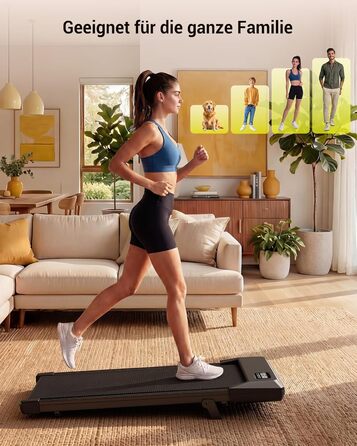 Складана бігова доріжка MJWW Raceable Walking Pad з нахилом 6-9%, потужність 2.5/3.0 HP, керування через додаток, AI-тренування та LED-дисплеєм для дому та офісу (чорна, 90 см)