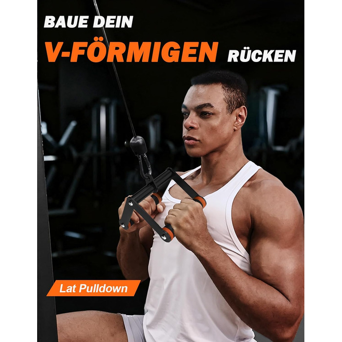 Ручка для тяги V-подібна Fitarc Double D для блочного тренажера, прогулька з протиковзаючим покриттям для залу та дому, помаранчева