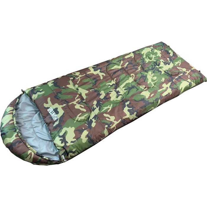 Сплячий мішок Explorer Hunter: XXL, -18°C, 220x80 см, для кемпінгу та риболовлі, камуфляж BW