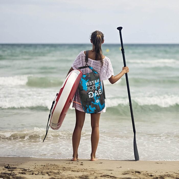 Водонепроникна сумка-мішок Dry Bag 10L/20L з регульованим плечовим ременем для плавання, рафтингу, кемпінгу, риболовлі, катання на човні, піших прогулянок та каякінгу (Світло-блакитний, 10L)