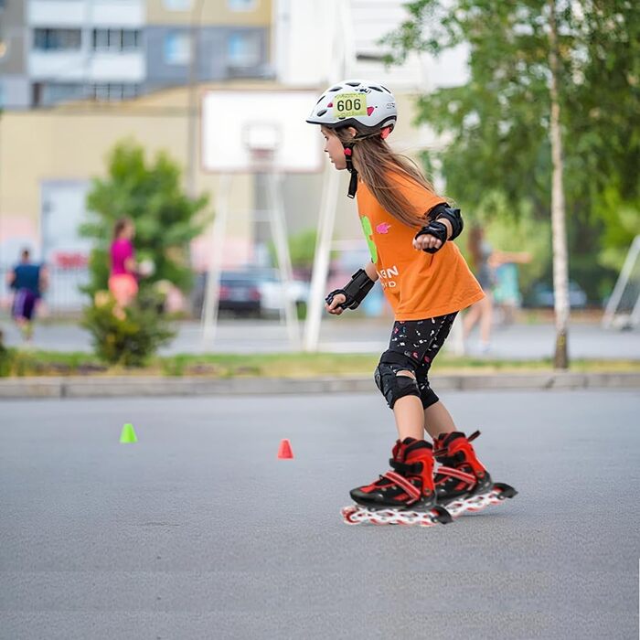 Дитячі ролики, ролики для хлопчиків та дівчаток, регульовані ролики для дітей 3-9 років, ролики з підсвіткою для початківців (червоні, розмір M (32-37))