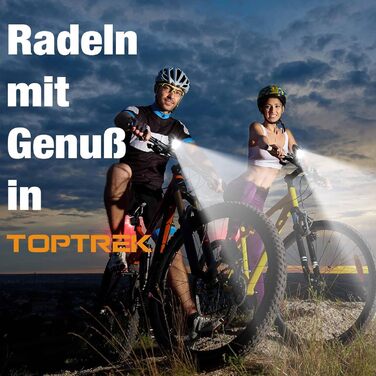 Велофара Toptrek 100LUX: комплект передньої та задньої велофари USB, водонепроникний IPX5, схвалено StVZO