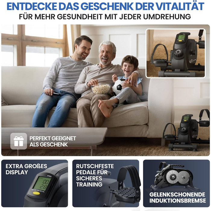Тренажер для ніг та рук HELDENWERK Pedaltrainer PRO Set — домашній велотренажер для літніх людей та реабілітації, безшумний, сертифікований TÜV/GS