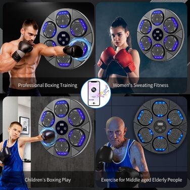 Музичний бокс-машина LeuKoles з Bluetooth, LED-підсвіткою, для боксу зі стінним монтажем, 7 режимів, з боксерськими рукавичками, електронна