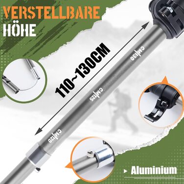 Телескопічні палиці для скандинавської ходьби та трекінгу (2 шт), складані, 110-130 см, алюміній, сріблясті