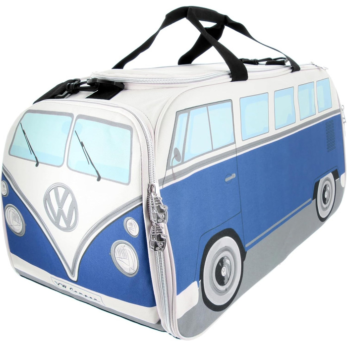 Сумка BRISA VW у стилі Volkswagen T1 Bulli, спортивна, через плече, ретро, велика, синьо-бежева, 60x30x30 см