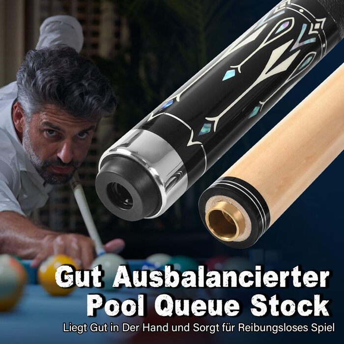 Більярдний кий Pool Queue, 58 дюймів, канадський клен, професійний, синьо-білий