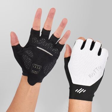 ROTTO Велосипедні рукавички напівпальці, з підкладкою, для шосе, гірського велосипеда, їзди, унісекс (білий, L)