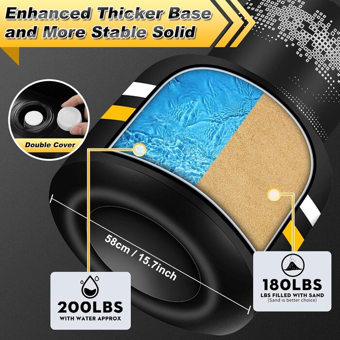 Стенд-боксерський мішок для дорослих з автоматичною помпою, 175 см, важке боксерське обладнання з рукавичками 340 г, для тренувань, MMA, Муай Тай, фітнесу, кікбоксингу