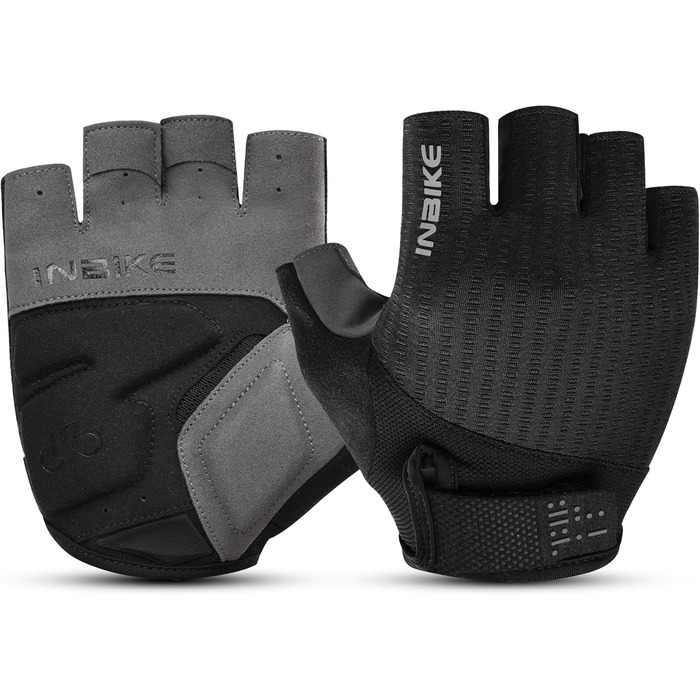 Велосипедні рукавички Inbike для чоловіків, літні, напівпальцеві, чорні, розмір L