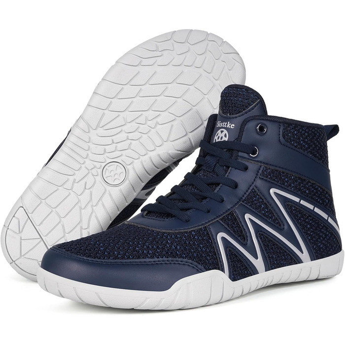 Чоловічі борцовки для боротьби, боксівські туфлі, фітнес-кросівки, підошва з нульовим тертям, блакитний, зелений (42.5 EU, широкі, темно-синій)