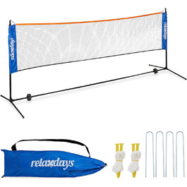 М'яка сітка для бадмінтону Relaxdays з регулюванням висоти до 225 см, з підставкою, чорно-синя