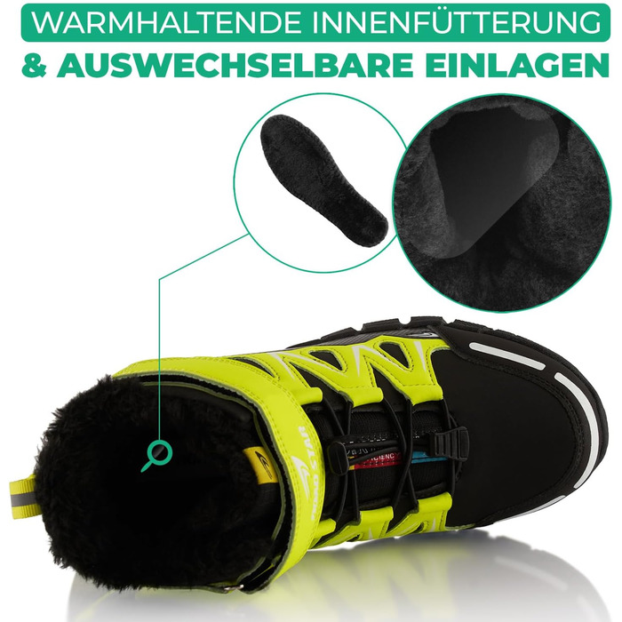 Черевики для піших прогулянок для жінок та чоловіків, теплі зимові черевики, розмір 42 EU, жовтий та чорний