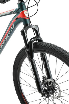Гірський велосипед BIKESTAR Hardtail алюмінієвий, 21 швидкість Shimano, дискові гальма, колеса 29 дюймів, рама 19'' зелено-червоний