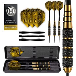 Дарти Harrows Voodoo 25 г з латунною сталевою голкою, з шафтами Speedline, польотами Marathon Gold та кейсом для подорожей