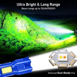 Ліхтар LED Blukar з 2 режимами температури світла, COB-підсвічуванням, регулюванням яскравості, 7 режимів, вологостійкий, для активного відпочинку